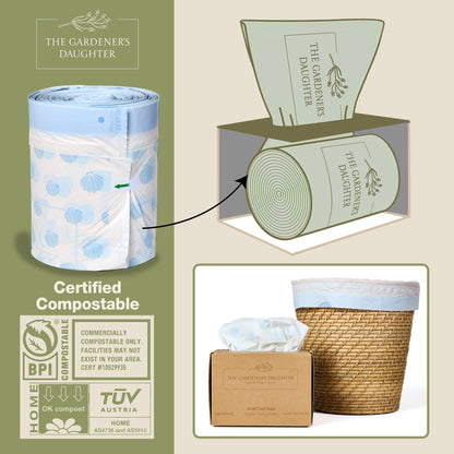 Compostable 4 Gallon Trash Bags - Seashell Print image 2