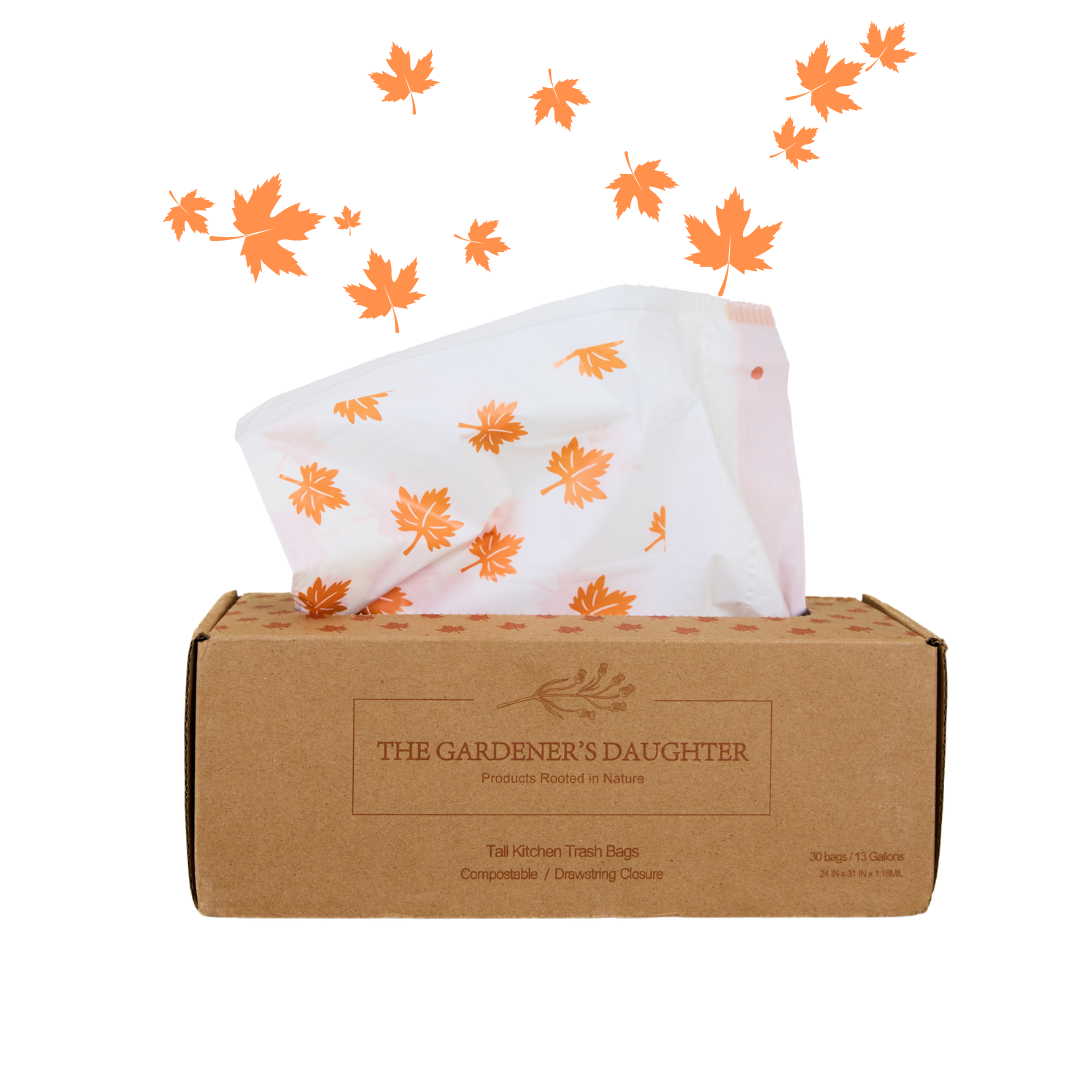 Compostable 13 Gallon Trash Bags - Maple Leaf Print