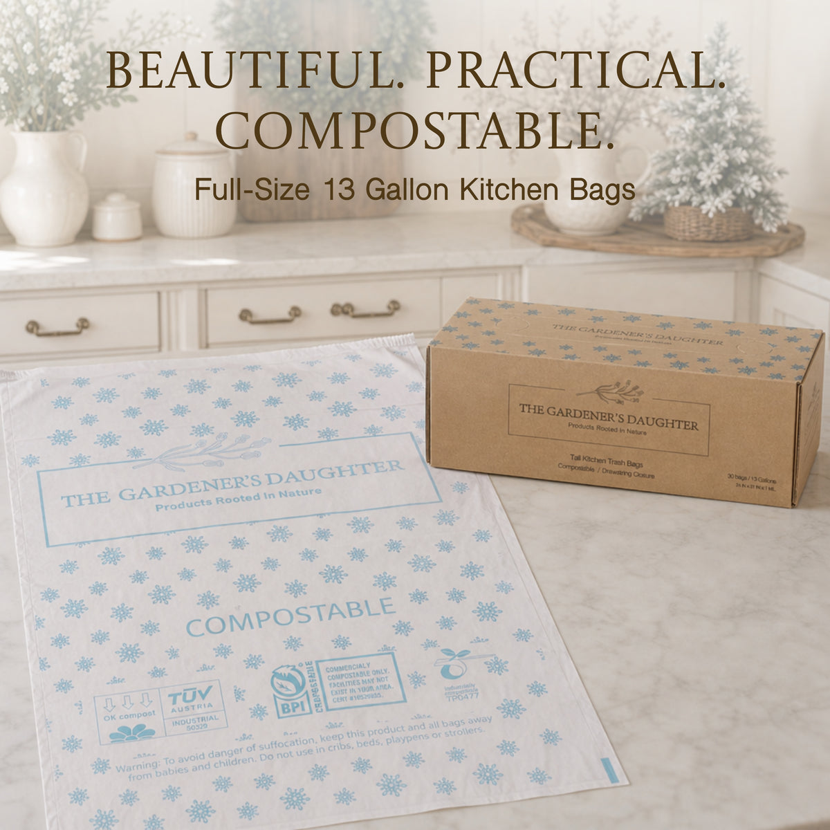 Compostable 13 Gallon Trash Bags - Winter's Grace