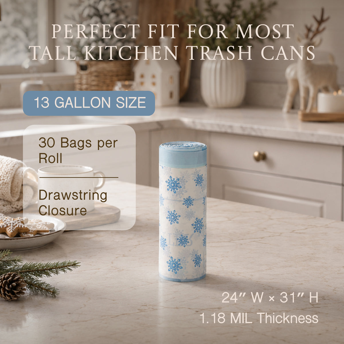 Compostable 13 Gallon Trash Bags - Winter's Grace
