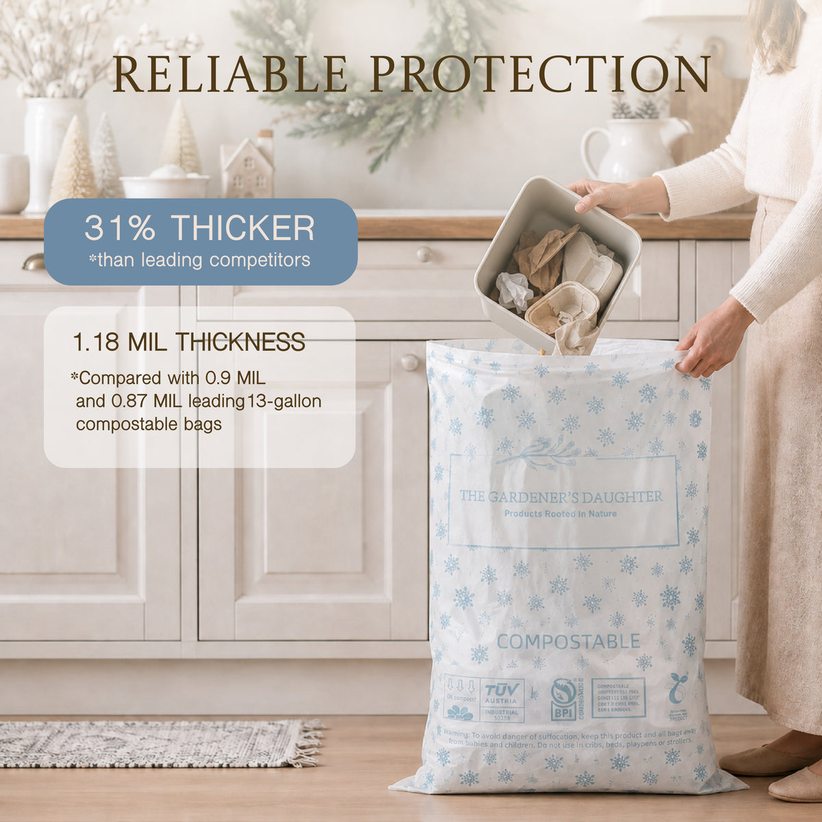 Compostable 13 Gallon Trash Bags - Winter's Grace
